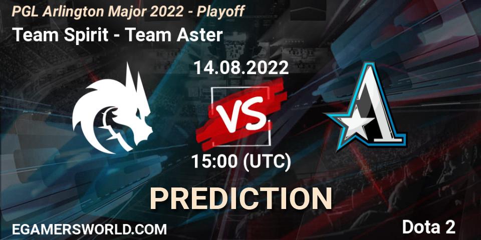 Prognose für das Spiel Team Spirit VS Team Aster. 14.08.22. Dota 2 - PGL Arlington Major 2022 - Playoff