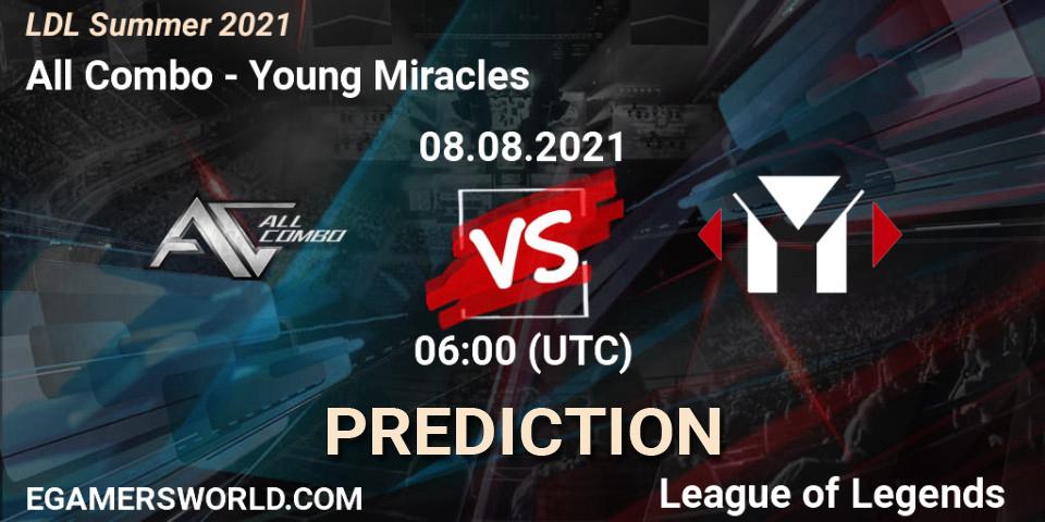 Prognose für das Spiel All Combo VS Young Miracles. 08.08.21. LoL - LDL Summer 2021
