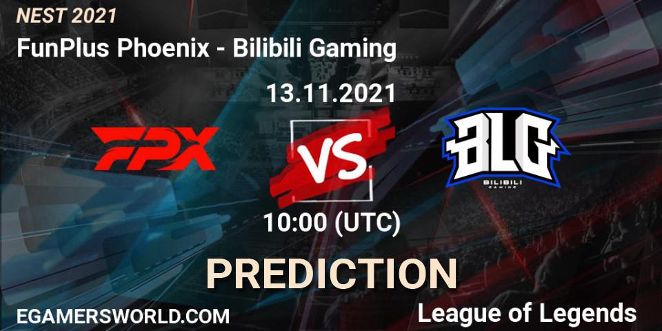 Prognose für das Spiel Bilibili Gaming VS FunPlus Phoenix. 14.11.2021 at 11:00. LoL - NEST 2021