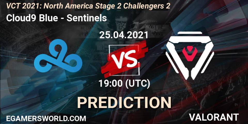 Prognose für das Spiel Cloud9 Blue VS Sentinels. 25.04.21. VALORANT - VCT 2021: North America Stage 2 Challengers 2
