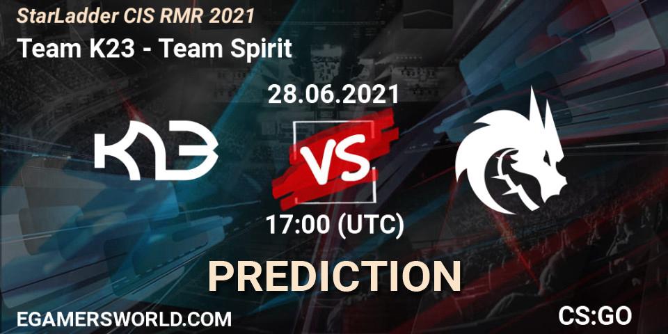 Prognose für das Spiel Team K23 VS Team Spirit. 28.06.2021 at 17:00. Counter-Strike (CS2) - StarLadder CIS RMR 2021