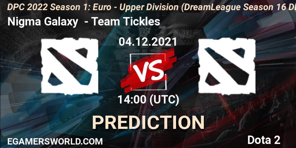 Prognose für das Spiel Nigma Galaxy VS Team Tickles. 04.12.2021 at 13:54. Dota 2 - DPC 2022 Season 1: Euro - Upper Division (DreamLeague Season 16 DPC WEU)