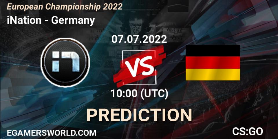 Prognose für das Spiel iNation VS Germany. 07.07.2022 at 11:20. Counter-Strike (CS2) - European Championship 2022