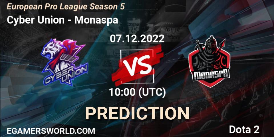Prognose für das Spiel Cyber Union VS Monaspa. 07.12.22. Dota 2 - European Pro League Season 5