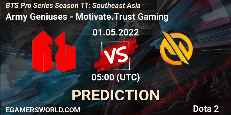 Prognose für das Spiel Army Geniuses VS Motivate.Trust Gaming. 01.05.22. Dota 2 - BTS Pro Series Season 11: Southeast Asia