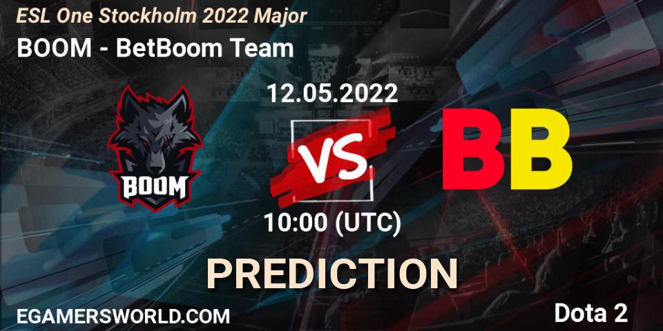Prognose für das Spiel BOOM VS BetBoom Team. 12.05.2022 at 10:00. Dota 2 - ESL One Stockholm 2022 Major