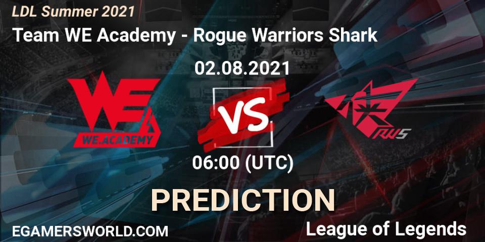 Prognose für das Spiel Team WE Academy VS Rogue Warriors Shark. 02.08.21. LoL - LDL Summer 2021