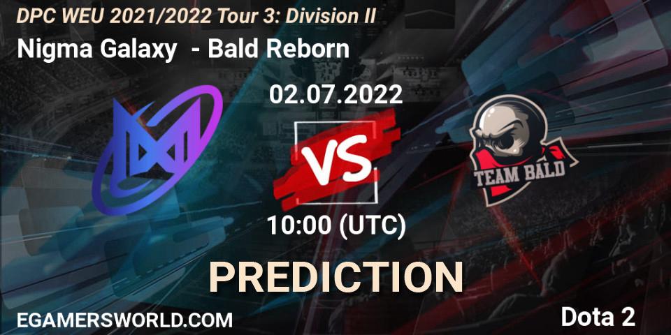 Prognose für das Spiel Nigma Galaxy VS Bald Reborn. 02.07.2022 at 09:55. Dota 2 - DPC WEU 2021/2022 Tour 3: Division II