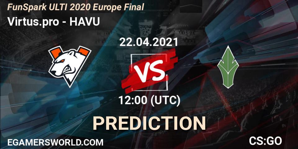 Prognose für das Spiel Virtus.pro VS HAVU. 22.04.21. CS2 (CS:GO) - Funspark ULTI 2020 Finals