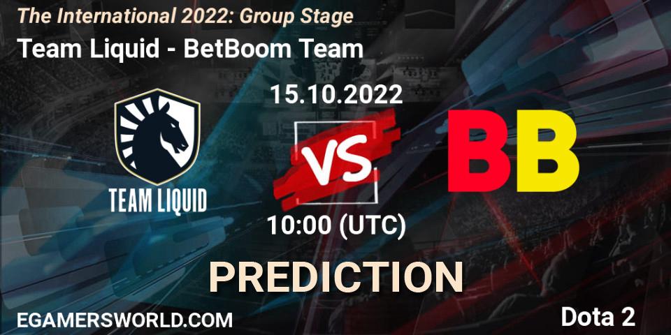 Prognose für das Spiel Team Liquid VS BetBoom Team. 15.10.22. Dota 2 - The International 2022: Group Stage