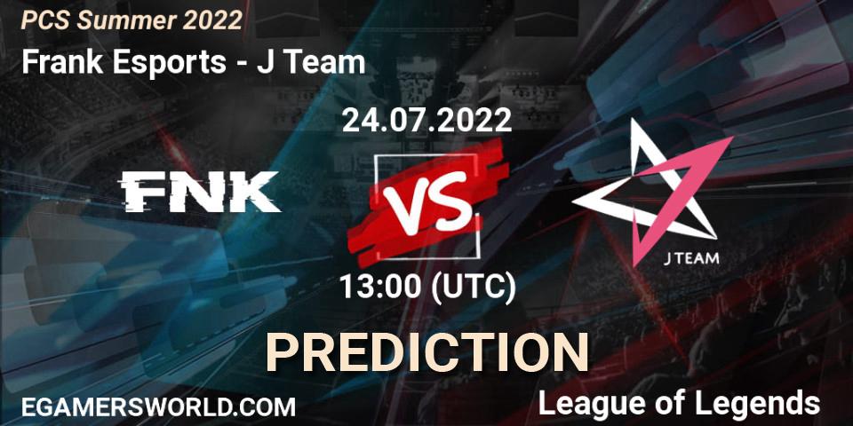 Prognose für das Spiel Frank Esports VS J Team. 24.07.22. LoL - PCS Summer 2022