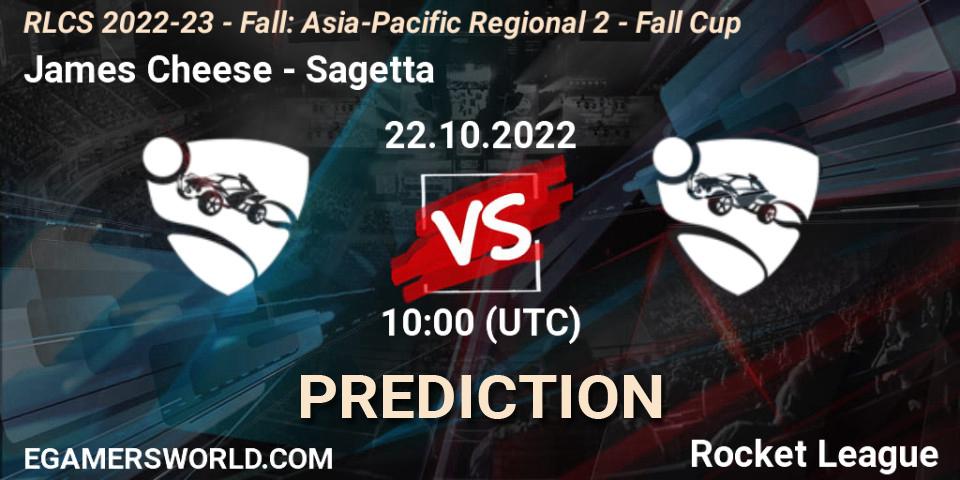 Prognose für das Spiel James Cheese VS Sagetta. 22.10.22. Rocket League - RLCS 2022-23 - Fall: Asia-Pacific Regional 2 - Fall Cup