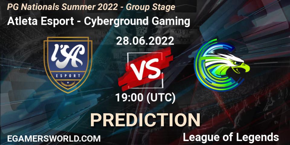 Prognose für das Spiel Atleta Esport VS Cyberground Gaming. 28.06.2022 at 19:00. LoL - PG Nationals Summer 2022 - Group Stage