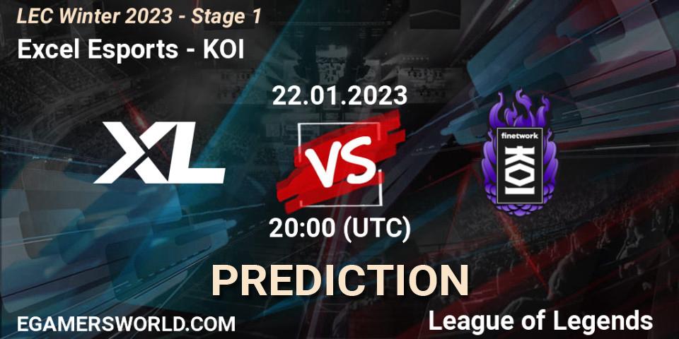 Prognose für das Spiel Excel Esports VS KOI. 22.01.23. LoL - LEC Winter 2023 - Stage 1