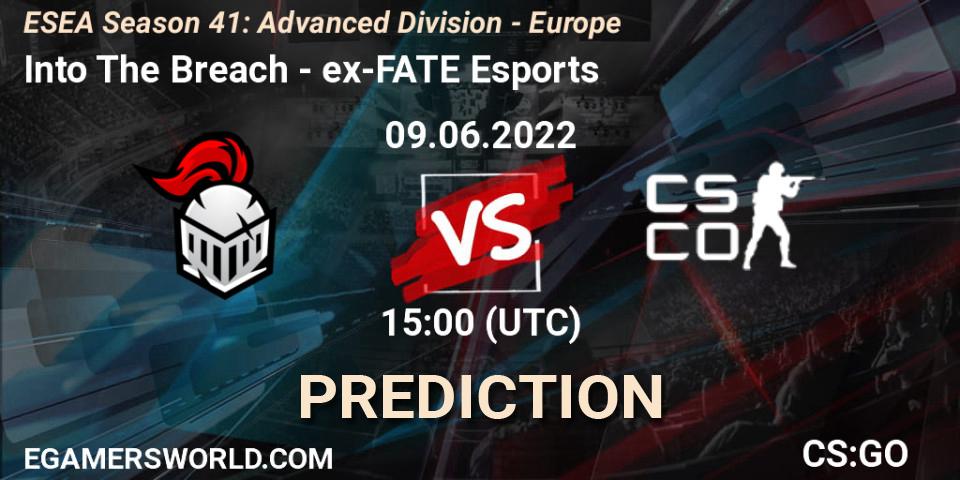 Prognose für das Spiel Into The Breach VS ex-FATE Esports. 09.06.2022 at 15:00. Counter-Strike (CS2) - ESEA Season 41: Advanced Division - Europe