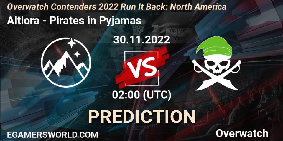 Prognose für das Spiel Altiora VS Pirates in Pyjamas. 30.11.2022 at 02:00. Overwatch - Overwatch Contenders 2022 Run It Back: North America
