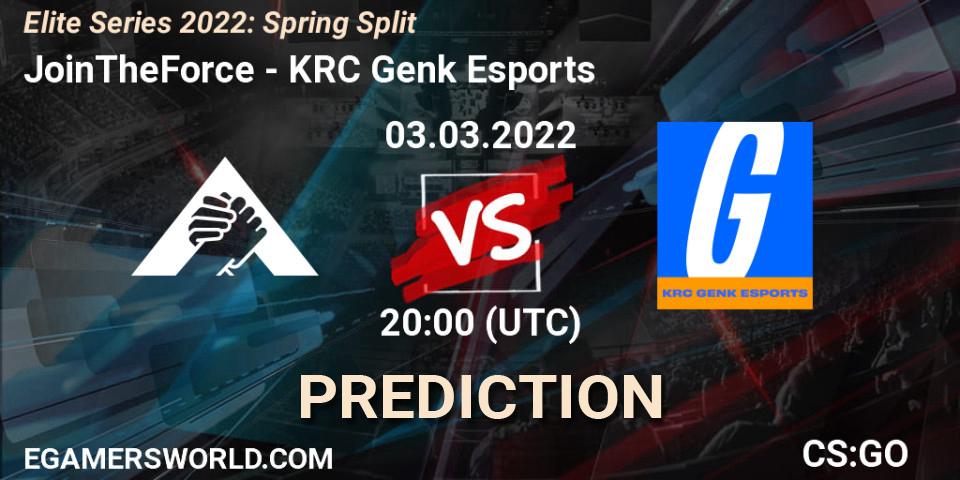 Prognose für das Spiel JoinTheForce VS KRC Genk Esports. 03.03.2022 at 19:00. Counter-Strike (CS2) - Elite Series 2022: Spring Split