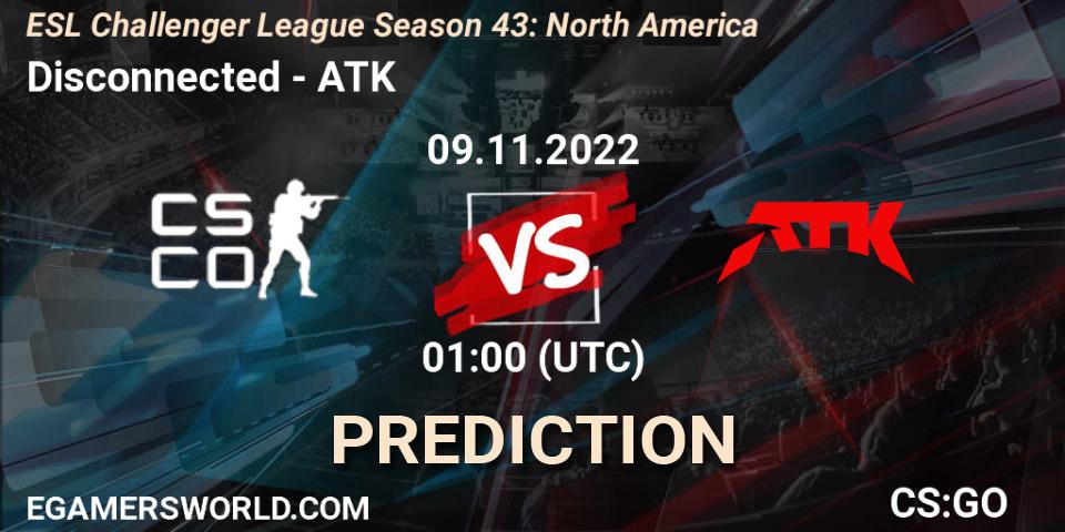 Prognose für das Spiel Disconnected VS ATK. 02.12.2022 at 01:00. Counter-Strike (CS2) - ESL Challenger League Season 43: North America