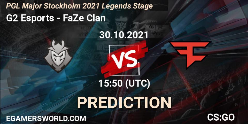 Prognose für das Spiel G2 Esports VS FaZe Clan. 30.10.2021 at 15:50. Counter-Strike (CS2) - PGL Major Stockholm 2021 Legends Stage