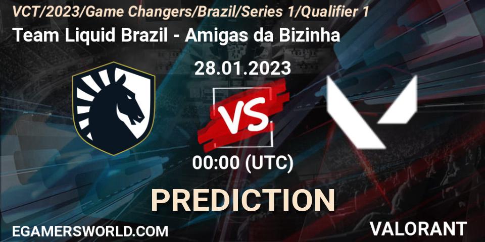 Prognose für das Spiel Team Liquid Brazil VS Amigas da Bizinha. 27.01.2023 at 21:00. VALORANT - VCT 2023: Game Changers Brazil Series 1 - Qualifier 1