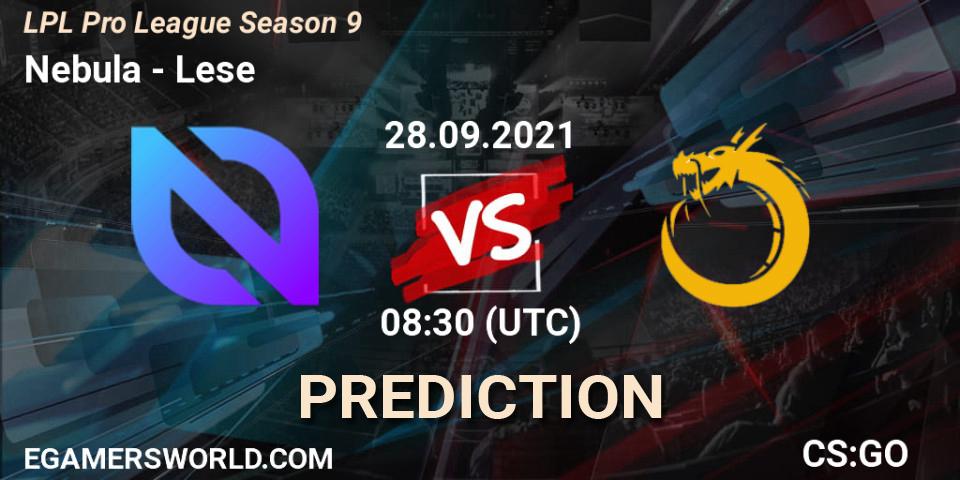Prognose für das Spiel Nebula VS Lese. 28.09.2021 at 08:00. Counter-Strike (CS2) - LPL Pro League 2021 Season 3
