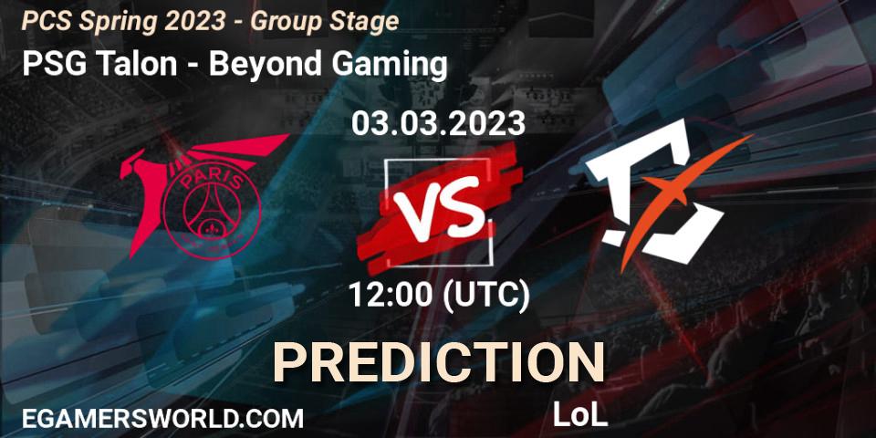 Prognose für das Spiel PSG Talon VS Beyond Gaming. 05.02.23. LoL - PCS Spring 2023 - Group Stage