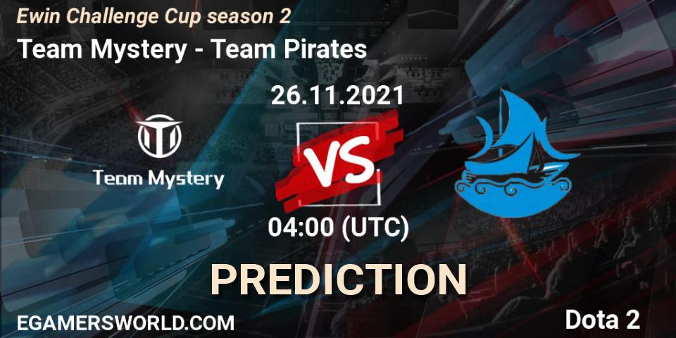 Prognose für das Spiel Team Mystery VS Team Pirates. 26.11.2021 at 04:11. Dota 2 - Ewin Challenge Cup season 2