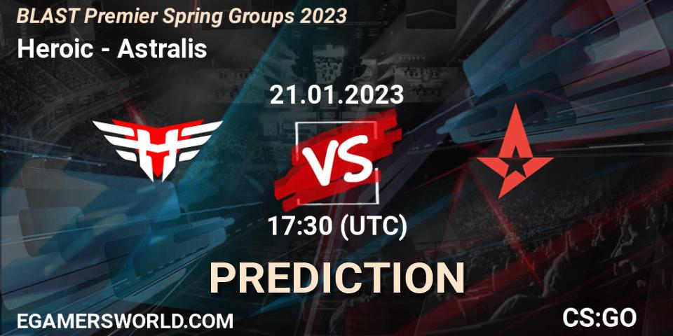 Prognose für das Spiel Heroic VS Astralis. 21.01.23. CS2 (CS:GO) - BLAST Premier Spring Groups 2023