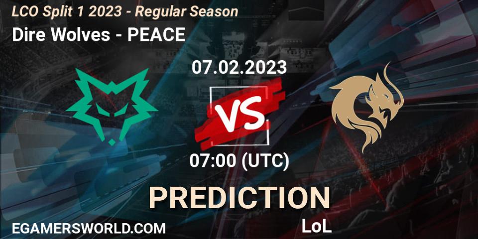 Prognose für das Spiel Dire Wolves VS PEACE. 07.02.23. LoL - LCO Split 1 2023 - Regular Season