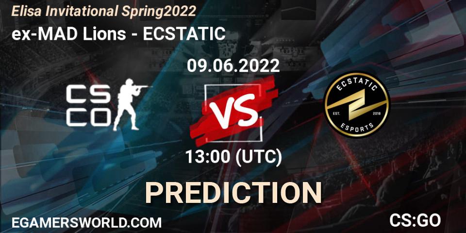 Prognose für das Spiel ex-MAD Lions VS ECSTATIC. 09.06.2022 at 13:00. Counter-Strike (CS2) - Elisa Invitational Spring 2022