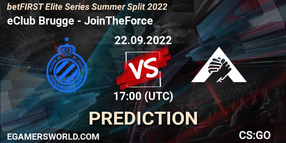 Prognose für das Spiel eClub Brugge VS JoinTheForce. 22.09.2022 at 17:00. Counter-Strike (CS2) - betFIRST Elite Series Summer Split 2022