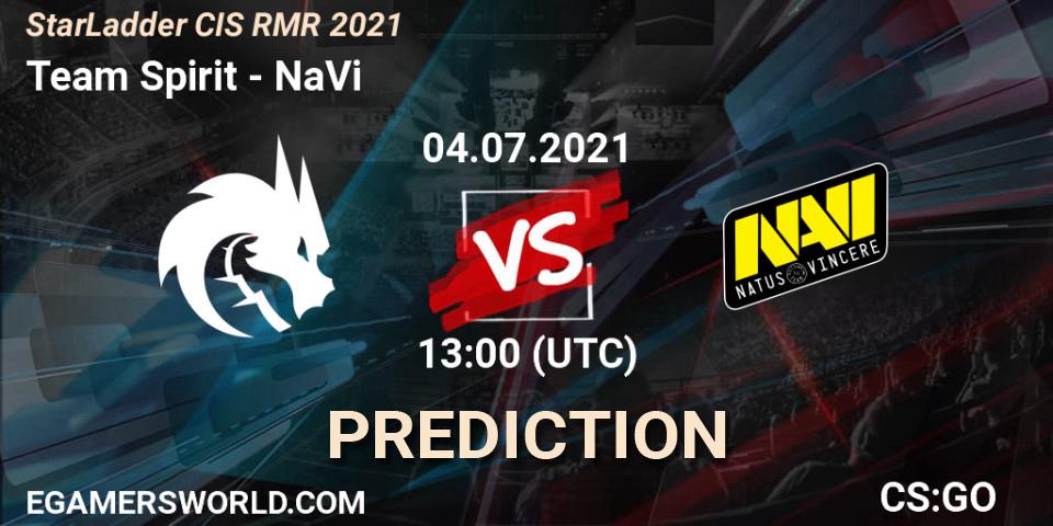 Prognose für das Spiel Team Spirit VS NaVi. 04.07.21. CS2 (CS:GO) - StarLadder CIS RMR 2021