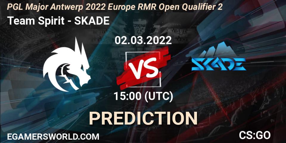 Prognose für das Spiel Team Spirit VS SKADE. 02.03.2022 at 15:30. Counter-Strike (CS2) - PGL Major Antwerp 2022 Europe RMR Open Qualifier 2