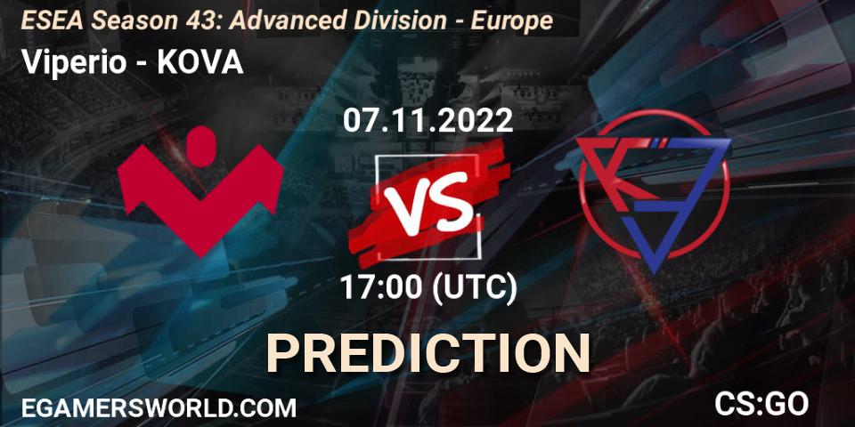 Prognose für das Spiel Viperio VS KOVA. 07.11.22. CS2 (CS:GO) - ESEA Season 43: Advanced Division - Europe