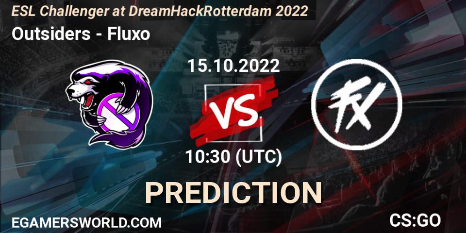 Prognose für das Spiel Outsiders VS Fluxo. 15.10.2022 at 10:00. Counter-Strike (CS2) - ESL Challenger at DreamHack Rotterdam 2022