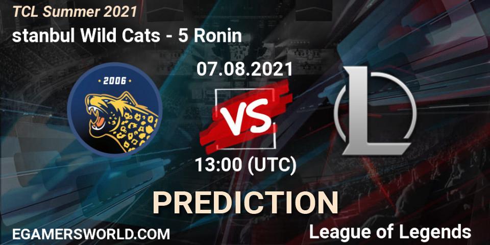 Prognose für das Spiel İstanbul Wild Cats VS 5 Ronin. 07.08.2021 at 13:00. LoL - TCL Summer 2021