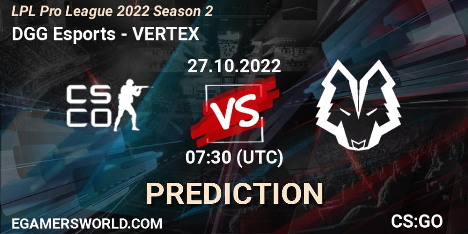Prognose für das Spiel DGG Esports VS VERTEX. 27.10.22. CS2 (CS:GO) - LPL Pro League 2022 Season 2