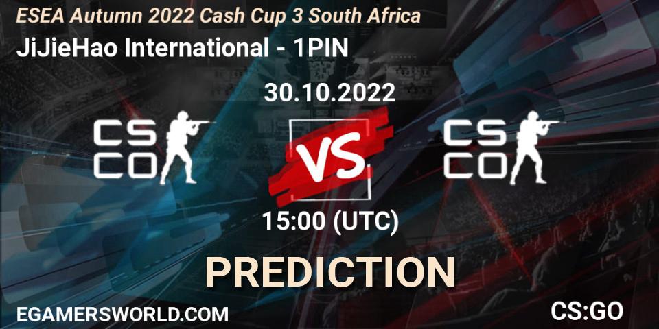 Prognose für das Spiel JiJieHao International VS 1PIN. 30.10.2022 at 15:00. Counter-Strike (CS2) - ESEA Autumn 2022 Cash Cup 3 South Africa