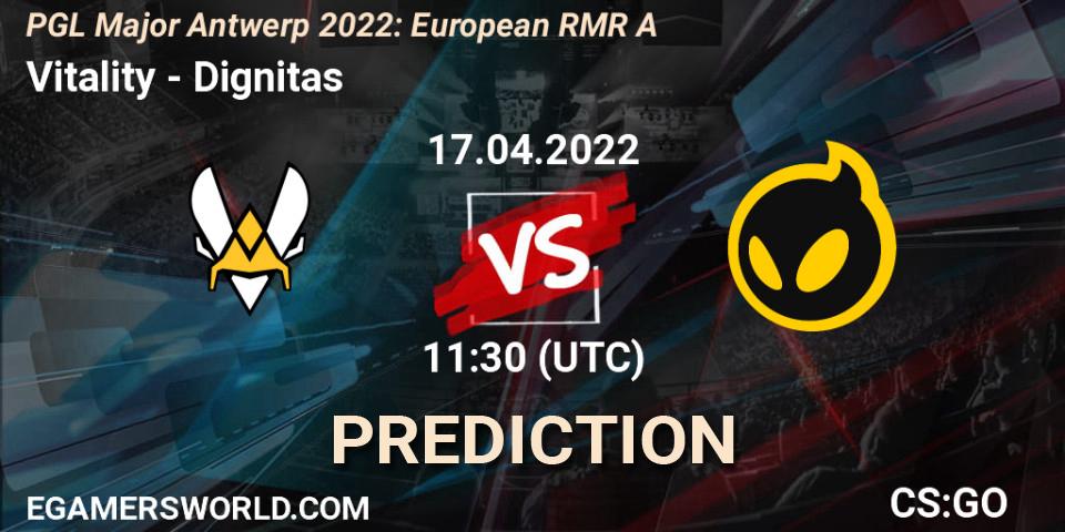 Prognose für das Spiel Vitality VS Dignitas. 17.04.22. CS2 (CS:GO) - PGL Major Antwerp 2022: European RMR A