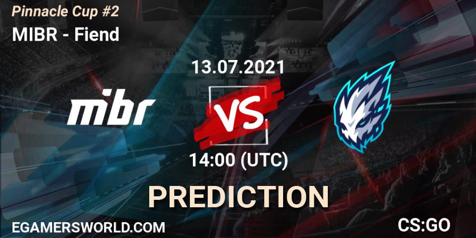 Prognose für das Spiel MIBR VS Fiend. 13.07.21. CS2 (CS:GO) - Pinnacle Cup #2