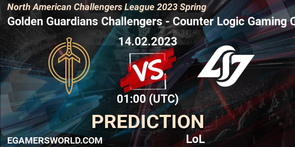 Prognose für das Spiel Golden Guardians Challengers VS Counter Logic Gaming Challengers. 14.02.23. LoL - NACL 2023 Spring - Group Stage