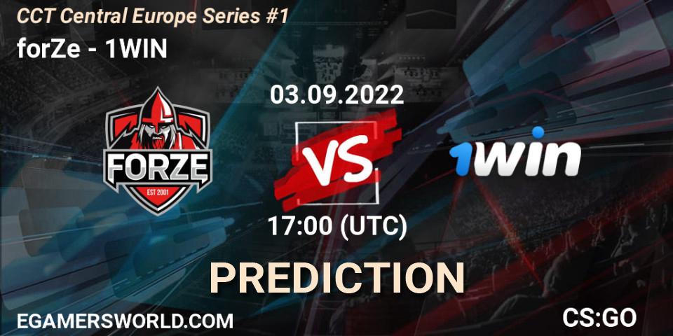 Prognose für das Spiel forZe VS 1WIN. 03.09.2022 at 17:40. Counter-Strike (CS2) - CCT Central Europe Series #1