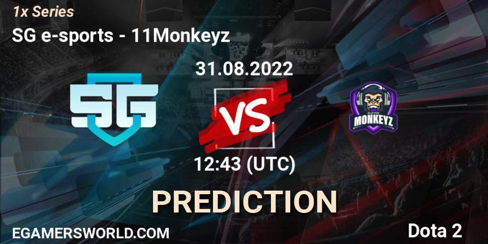 Prognose für das Spiel SG e-sports VS 11Monkeyz. 31.08.2022 at 12:43. Dota 2 - 1x Series
