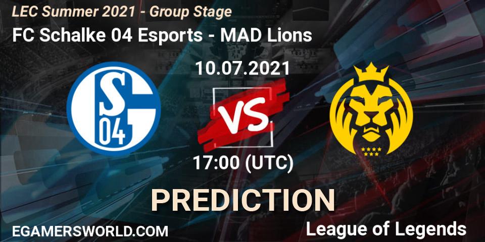 Prognose für das Spiel FC Schalke 04 Esports VS MAD Lions. 19.06.2021 at 17:00. LoL - LEC Summer 2021 - Group Stage