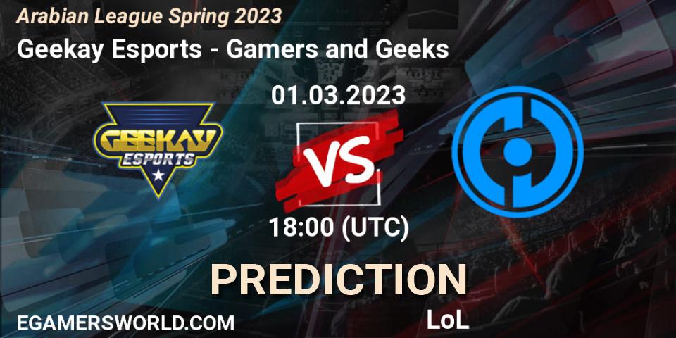 Prognose für das Spiel Geekay Esports VS Gamers and Geeks. 08.02.23. LoL - Arabian League Spring 2023