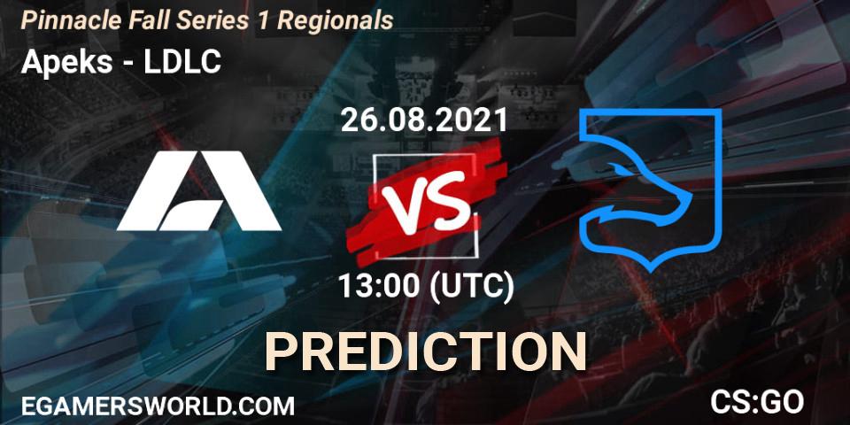 Prognose für das Spiel Apeks VS LDLC. 26.08.2021 at 13:00. Counter-Strike (CS2) - Pinnacle Fall Series 1 Regionals