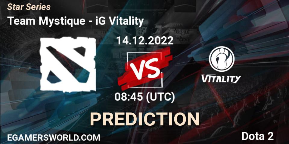 Prognose für das Spiel Team Mystique VS iG Vitality. 14.12.2022 at 08:17. Dota 2 - Star Series