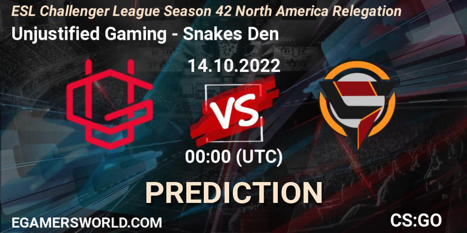 Prognose für das Spiel Unjustified Gaming VS Snakes Den. 14.10.2022 at 00:00. Counter-Strike (CS2) - ESL Challenger League Season 42 North America Relegation