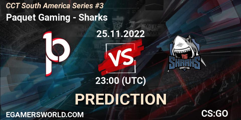 Prognose für das Spiel Paquetá Gaming VS Sharks. 25.11.2022 at 23:00. Counter-Strike (CS2) - CCT South America Series #3