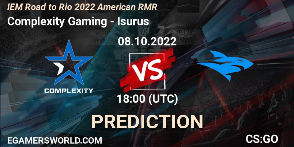 Prognose für das Spiel Complexity Gaming VS Isurus. 08.10.22. CS2 (CS:GO) - IEM Road to Rio 2022 American RMR